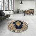 thumbnail image 4 of Ahgly Company Machine Washable Indoor Round Abstract Brown Sugar Brown Area Rugs, 6' Round, 4 of 7