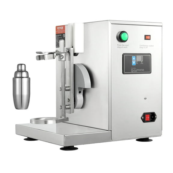 VEVOR Milkshake Maker Machine, 120W Commercial Milk Tea Shaker Machine, Single Head Milk Shake Mixer Machine, 0-180s Adjustable Milkshake Blender, with 750 ml Stainless Steel Cup, for Milk Tea Store
