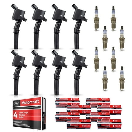 Set of 8 ISA Ignition Coil and 8 Motorcraft Spark Plugs  Compatible with 1998-2009 Lincoln Town Car 4.6L V8 Replacement for DG508 SP479