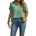 thumbnail image 3 of hirigin Women Short Sleeve T-shirts Solid Color/ Printed Summer V-neck Loose Casual Tops Blouse Streetwear, 3 of 9