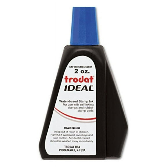 Trodat 53025 Ideal Premium Replacement Ink for Use with Most Self Inking and Rubber Stamp Pads, 2 oz, Blue