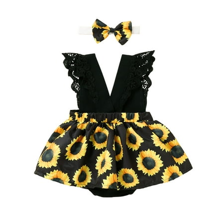 

Odeerbi Clearance Baby Girls Boys Clothes Baby Rompers Toddler Outfits V-neck Cute Flowers Romper Short Skirt Suit
