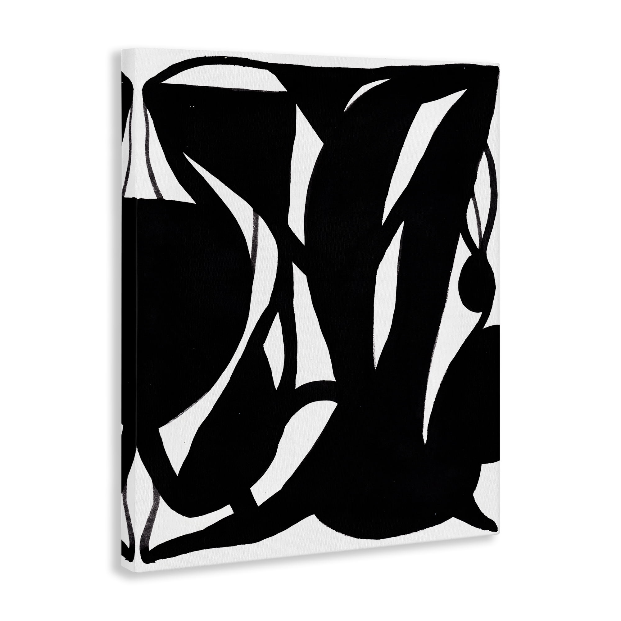 Stupell Industries Black Swirled Ink Abstract Painting Wrapped Canvas Art Print Wall Art, 30 x 40