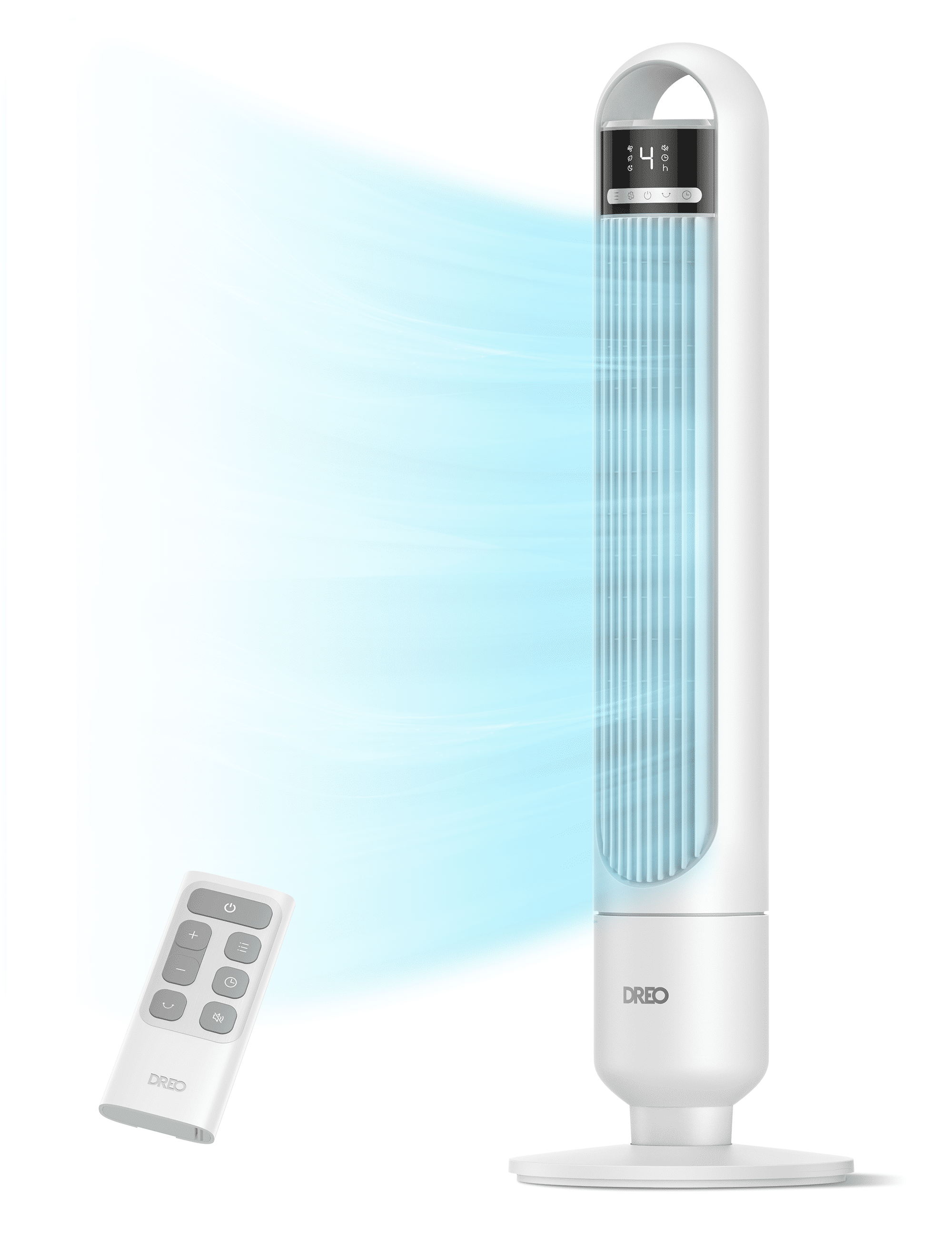 Dreo Tower Fan for Bedroom, 90° Oscillating Fan, Standing Fan with 3 Modes, 4 Speeds, 8H Timer Cooling Fans for Home, Living Room, Office, White, TF117