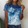 thumbnail image 1 of ICHUANYI Clearance Women's Casual Loose Floral Print Crewneck Printed Short Sleeve T-Shirt Tops(Blue, XL) ICHUANYI WER2023081117306, 1 of 8