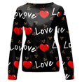 thumbnail image 3 of kytmyeq Women's Imitation Cotton Fashion Valentine's Day Print Pattern Long-sleeved T-shirt, 3 of 5