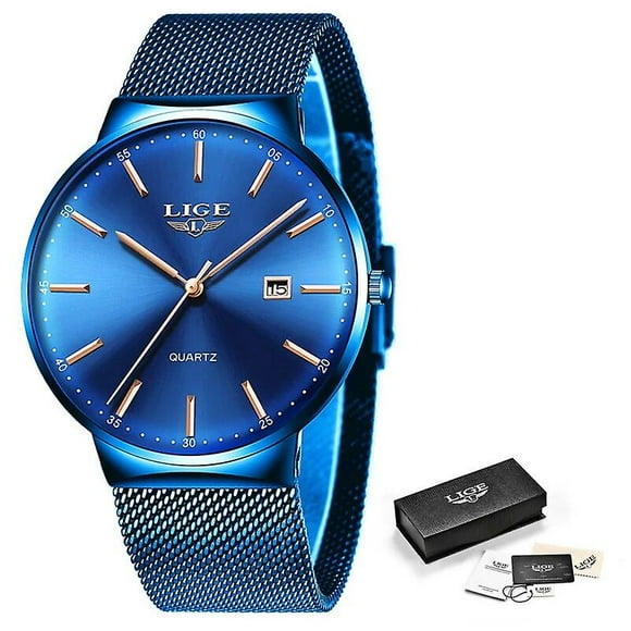 Lige Mens Watches Fashion Ultra Thin Watch Man Waterproof Date Quartz Wristwatch For Men Business Male Clock Relogio Masculino