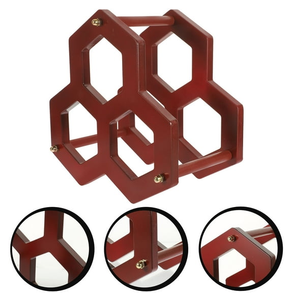 FRCOLOR Wooden Wine Rack for Storage Use with Dark Red Finish and Smooth Edges 5 Bottle Capacity