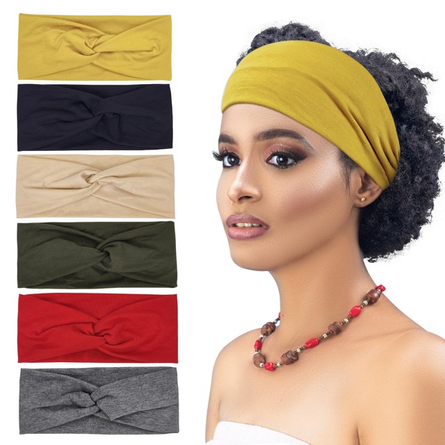 Hfzrzfh Paquete De 6 Diademas para Mujer: Diseño Cruzado Elástico Ancho, Colores Sólidos para Yoga, Fitness y Uso Diario