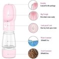 thumbnail image 2 of Dog Water Bottle for Walking, Multifunctional and Portable Dog Travel Water Dispenser with Food Container,Detachable Design Combo Cup for Drinking and Eating,Suitable for Cats and Puppy(Pink), 2 of 4