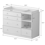 OXYLIFE Baby Changing Table Dresser Nursery Chest with Storage-Infant & Toddler, 5 Drawers, White