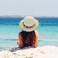 thumbnail image 5 of Sombrero de paja para mujer con circunferencia de 56-58 cm, sombrero para el sol, protector solar, para exteriores, con guirnalda, sombrero de copa plana, sombrero de playa, sombrero para el sol, 5 of 5