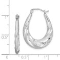 thumbnail image 2 of FB Jewels Sterling Silver Rhodium-plated D/C Scalloped Hoop Earrings, 2 of 2