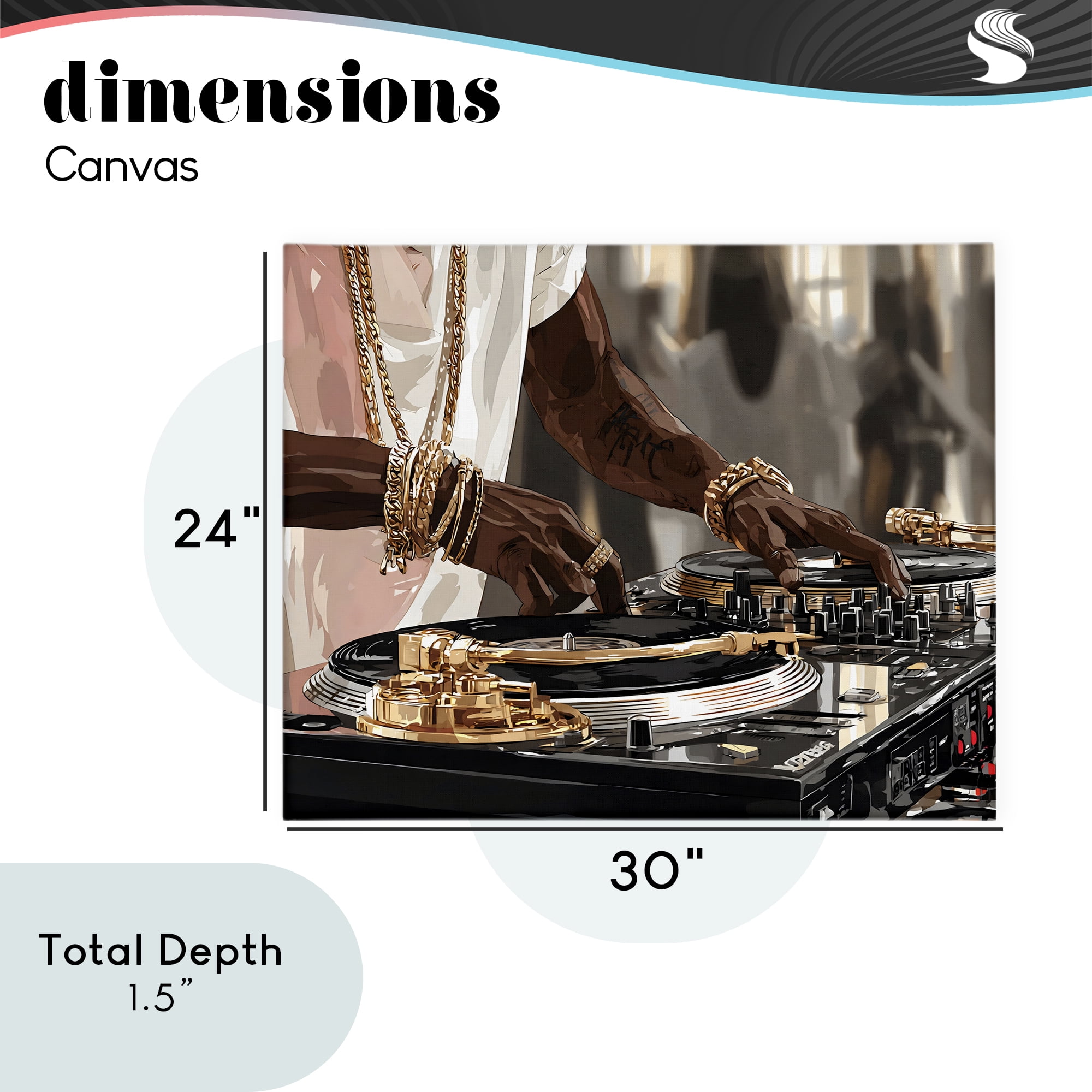 Stupell Industries Golden Sound DJ Turntables Canvas Wall Art, design by Franklyn Gregory
