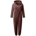 thumbnail image 6 of Dewadbow Women'S Warm Plush Romper Winter Pajamas Zipper Hooded Jumpsuit, 6 of 6