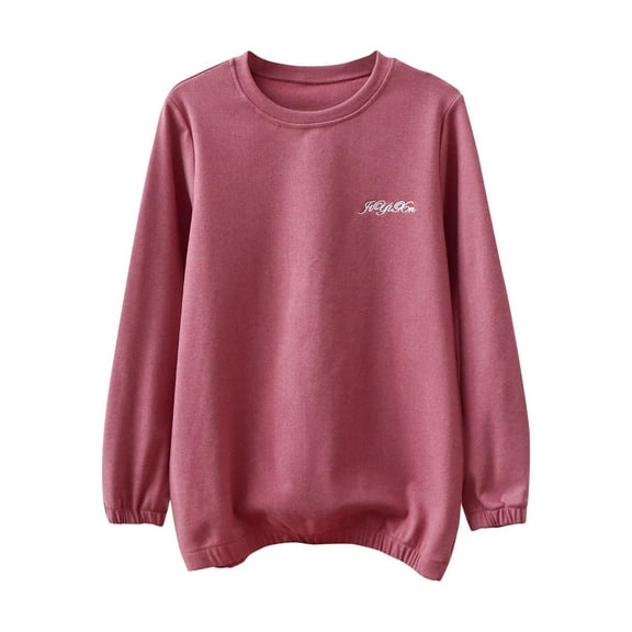 HAiming Women's Pajama Tops Long Sleeve Round Neck Pjs Winter Warm Thick Sleeping Pullover Loose Sleepwear
