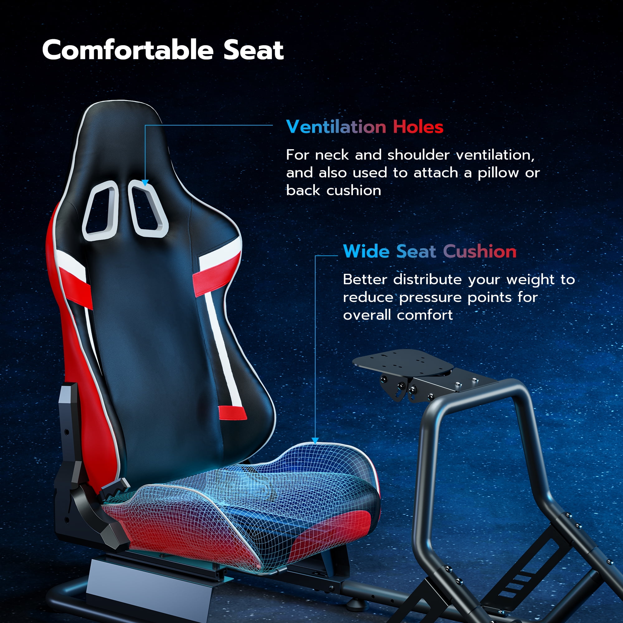 ARES WING Racing Simulator Cockpit with Seat and Monitor Mount, Adjustable Sim Racing Cockpit Compatible with Logitech, Thrustmaster, Fanatec, Moza, for PS5, PS4, Xbox and PC, Red