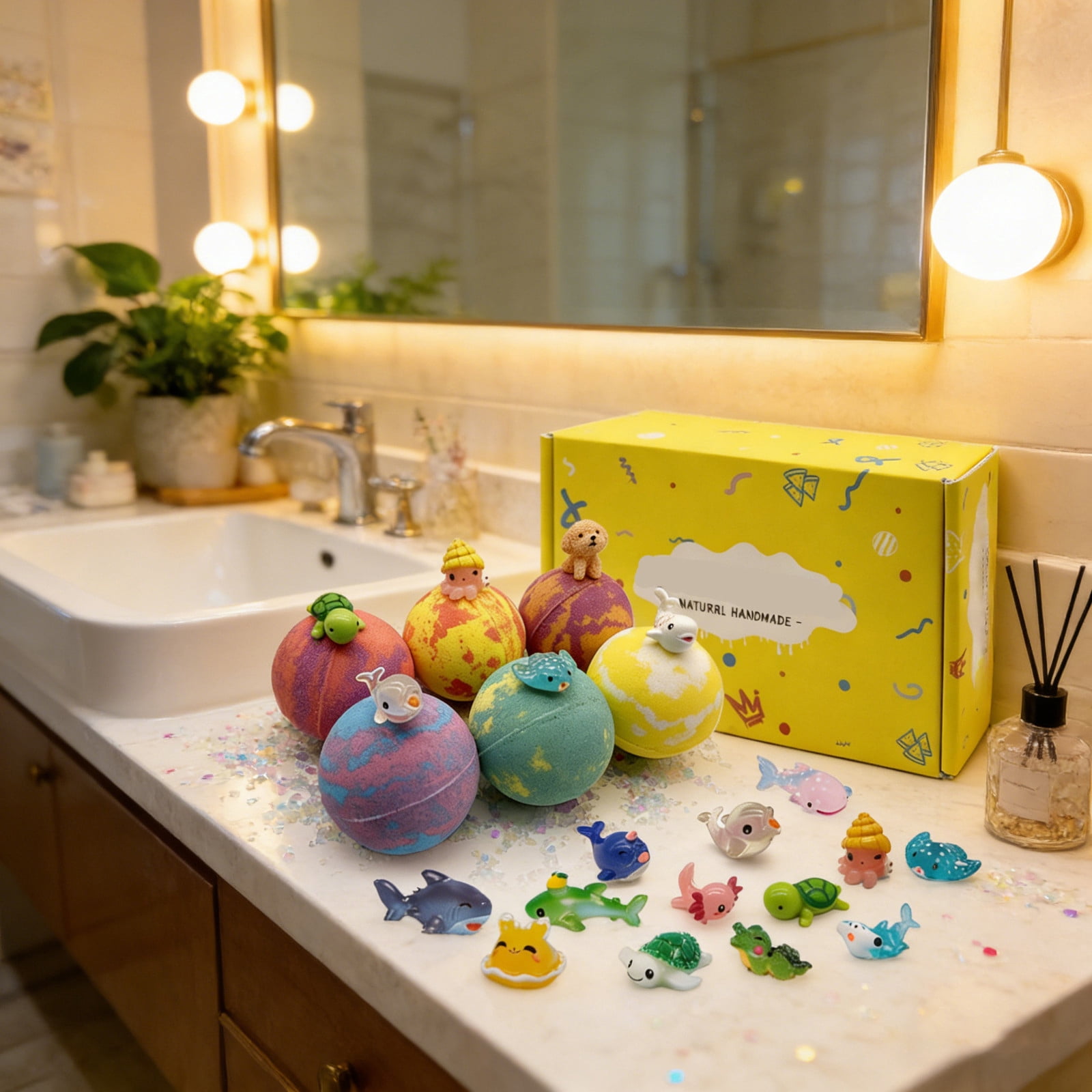 6 Pack Kids' Bath Bombs, Bath Bombs with Surprise Inside, Natural Organic Bath Fizzies for Birthday Presents, Party Favors and Spa Self-Care - Essential Oil Formula with Surprise Toys Inside