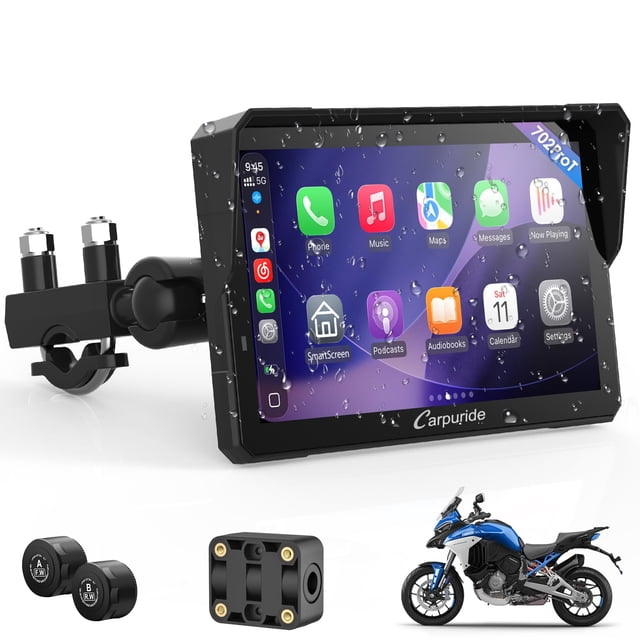 GPS impermeable Carpuride W702T PRO para motocicleta con CarPlay de 7"