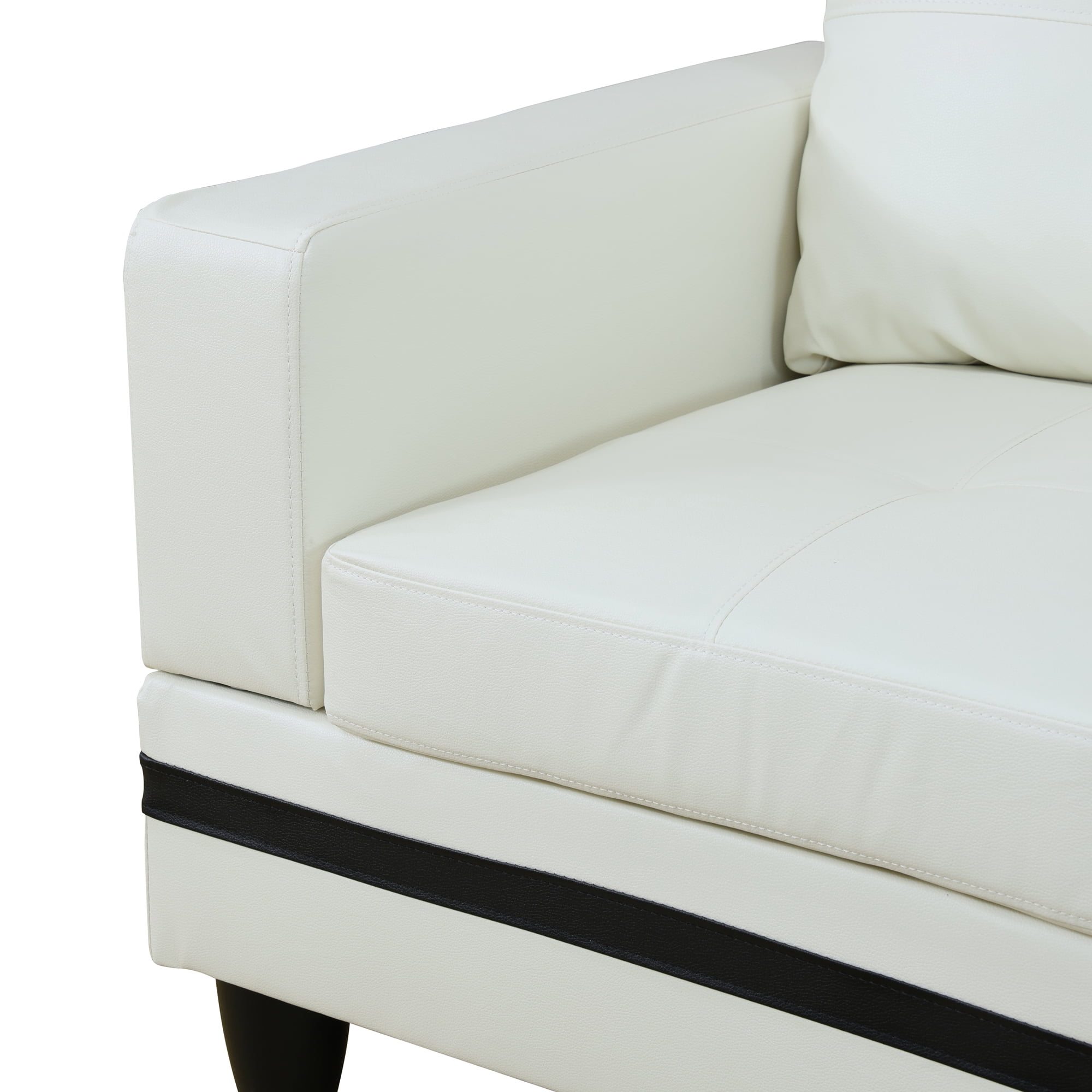 MAYEERTY PU Synthetic Leather 3-Piece Couch Living Room Sofa Set，White And Black