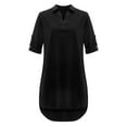 thumbnail image 5 of Dresses for Women 2024 Oversized Short Sleeve Dress For Women Summer Lapel V-Neck Cotton And Linen Dress Distressed Lightweight Tshirt Dress, 5 of 7