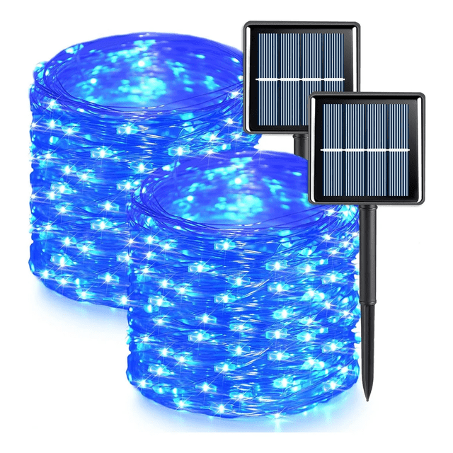 2pcs 32 Meters 300 Led Serie Luces Solares Exterior Xtellar Azul