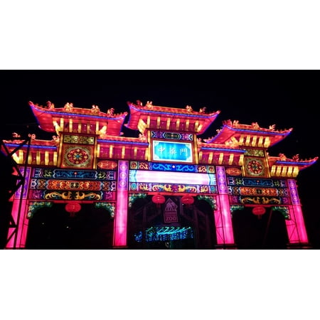 LAMINATED POSTER Chinese Architecture Night Tampa Florida Lights Poster Print 24 x