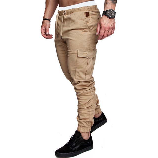 FOCUSNORM Men' s Trousers Pantalon Taille Haute Uni avec Multiples Poches