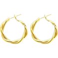thumbnail image 1 of Pendientes Pendientes de aro Huggie redondos trenzados chapados en oro para mujer, 1 of 4
