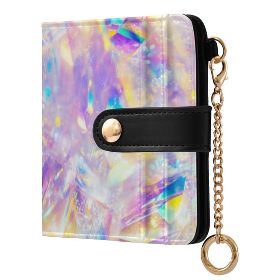 Womens Wallet PU Leather Bifold Small Purse with RFID Blocking Credit Card Holder Abstract Rainbow Colors