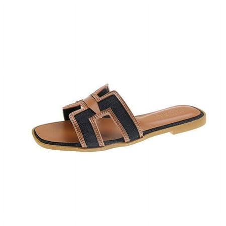 

Internet Celebrity Slippers Women‘s Summer New Korean-style Retro Denim Color-matching Outdoor Sandals and Slippers for Women