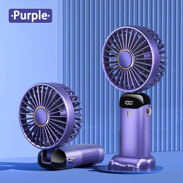 Ventilador de mano portátil para escritorio de oficina, miniventilador eléctrico plegable multifuncional de doble cabeza, 3000mAh, con cordón para el cuello Fivean unisex