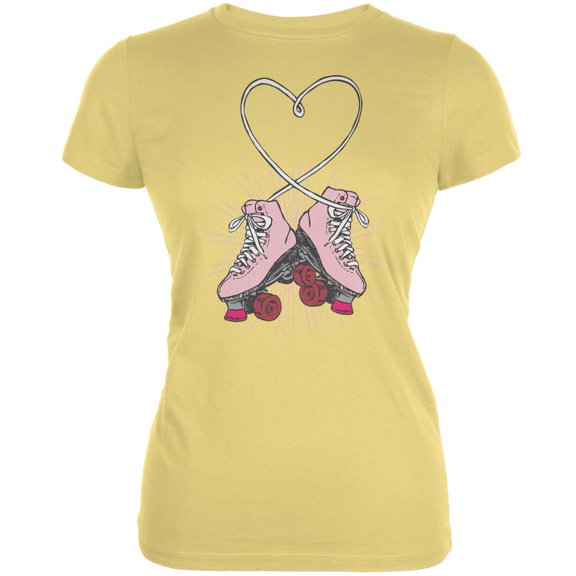 Roller Skate Heart Yellow Juniors Soft T-Shirt - X-Large