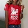 thumbnail image 2 of TSADFHJI Hauts pour Femmes Mode Décontractée Imprimé Col Rond Manches Courtes Chandail T-Shirt m Rouge, 2 of 6