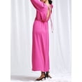 thumbnail image 2 of xiaxaixu Femmes Robe Longue Couleur Unie V-Cou Robe à Manches Longues Printemps Automne Tie-Up Dos Nu Soirée Robe de Soirée de Fête, 2 of 6