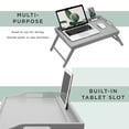thumbnail image 4 of Rossie Home Wood Bed Tray / Lap Desk with Phone Holder, Large, Gray, 4 of 6