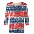 thumbnail image 3 of Patlollav Independence Day 3/4 Length Sleeve Womens Tops 2025 Summer Round Neck Shirts Three Quarter Sleeve Tshirts, 3 of 6