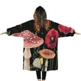 thumbnail image 2 of Oversized Wearable Blanket Hoodie,Red Mushroom Fantasy Black Pattern Sherpa Blanket Hoodie with Super Pockets,Super Warm Fuzzy Pullover for Women & Men, 2 of 6