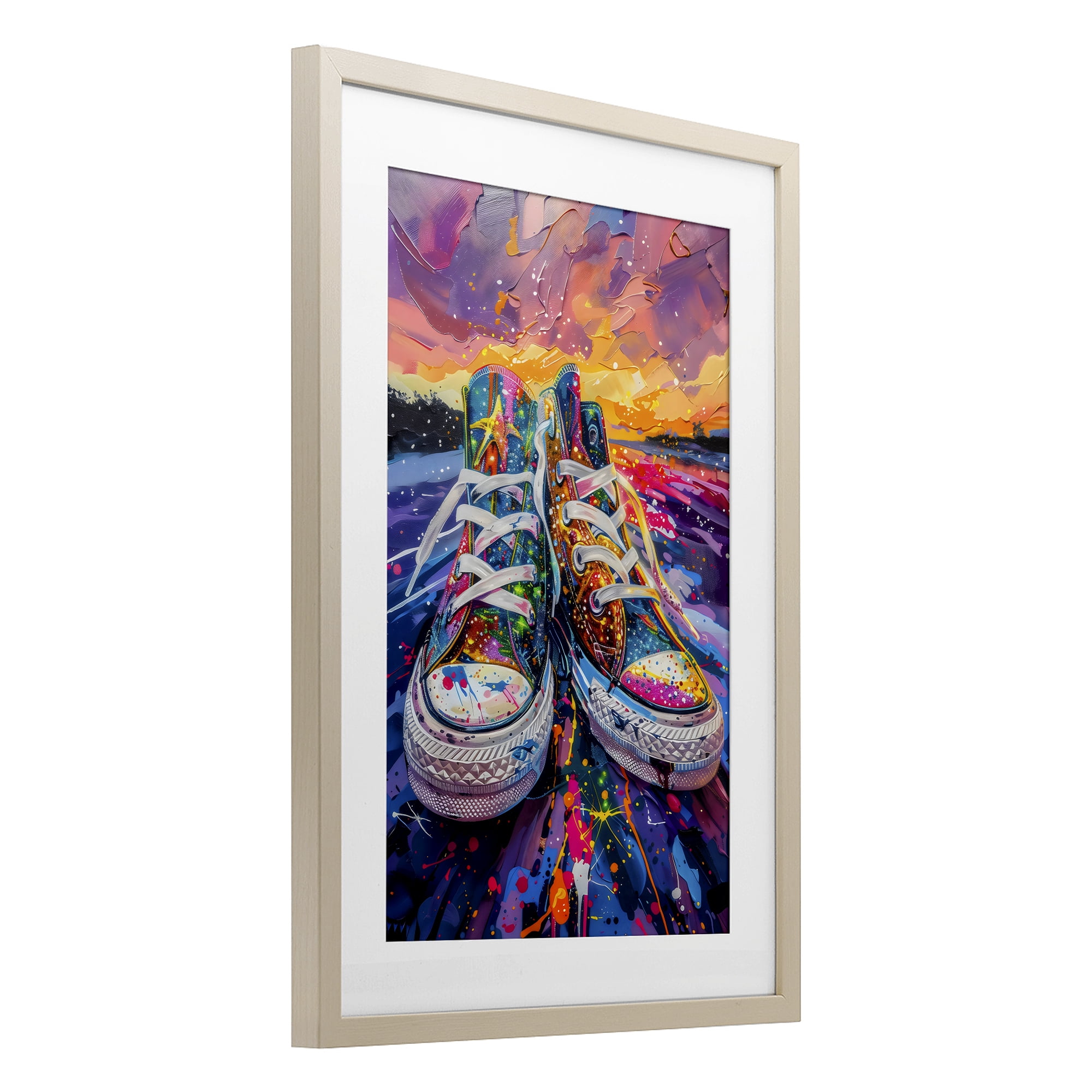 Stupell Industries Vibrant Sneakers at Sunset Birch Framed Print Under Glass, design by Creative Studio