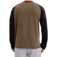 thumbnail image 3 of Camisetas de manga larga para hombres, camiseta casual de color bloque, raglán, 2XL, marrón y negro, 3 of 6