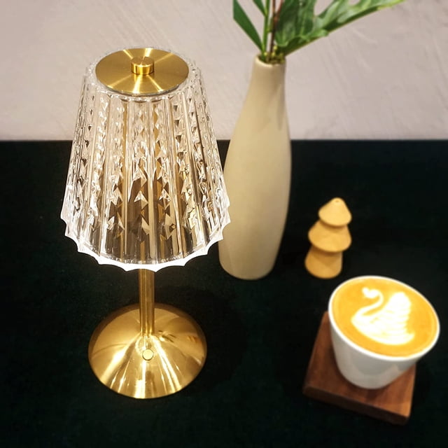 Cordless Table Lamp, Rechargeable Battery Operated Lamp, Room Decor Portable Lamp, Touch Stepless Dimmable LED Lights, Modern Metal Crystal Lamp, Beside Lamp for Kids Room Bedroom Restaurant Zhivalor CZJJ-HY31