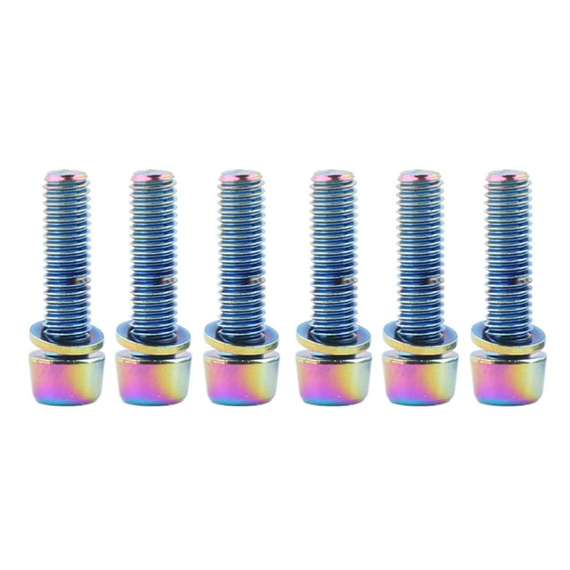 6 piezas de tornillos para vástago de bicicleta de montaña ultraligeros, tuercas para tornillos de manillar 22.7x4.85mm