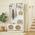 thumbnail image 4 of Resenkos 4-In-1 Hall Tree with Coat Rack & Flip Drawers for Entryway/Mudroom, White, 4 of 8
