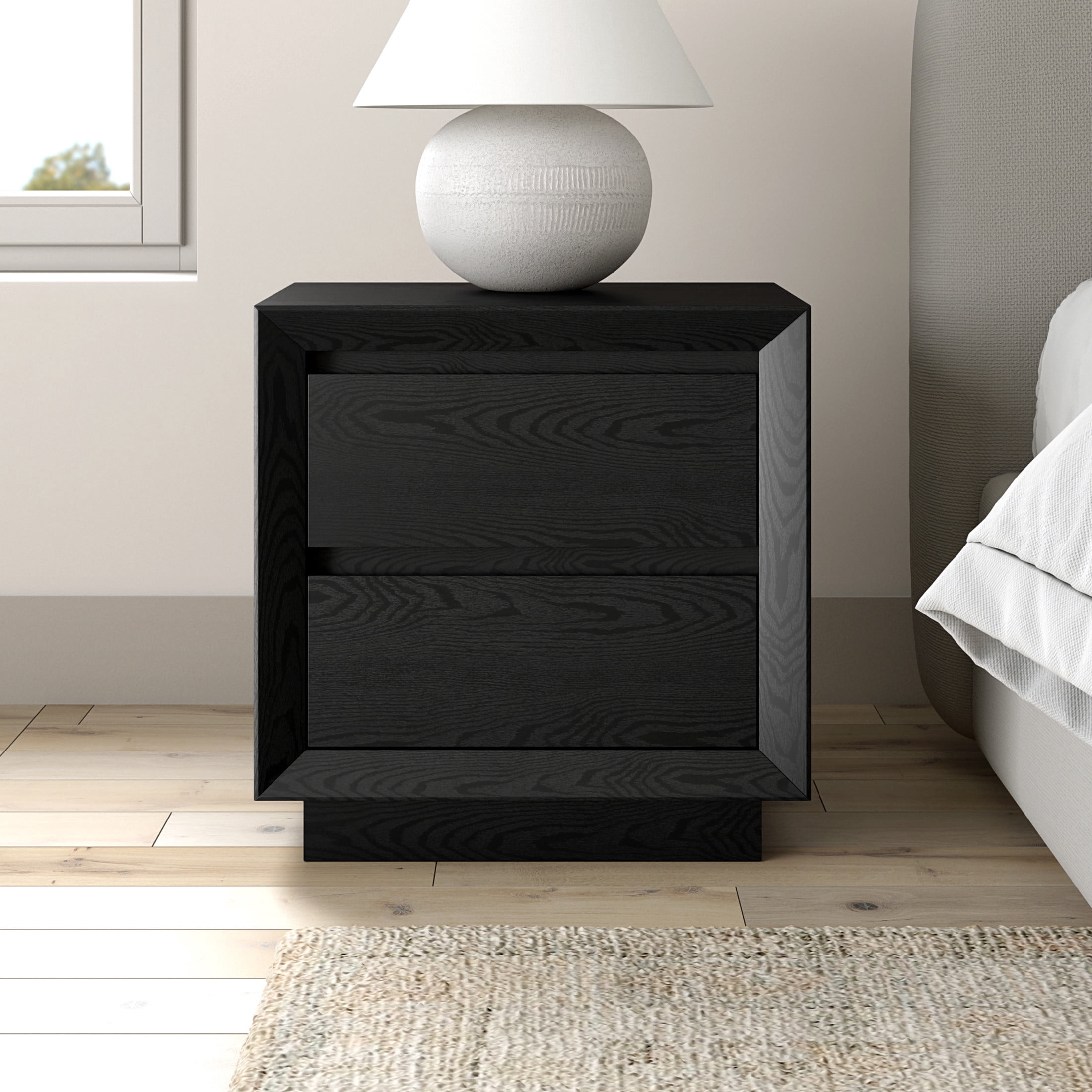 Evelyn&Zoe Modern/Contemporary 24" Wide Black Grain Nightstand