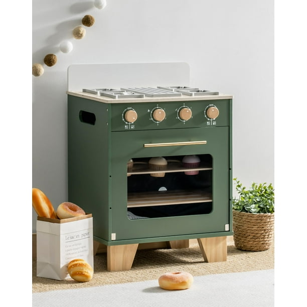 Juego de cocina Toy Oven Play ROBOTIME de madera para niños, vintage