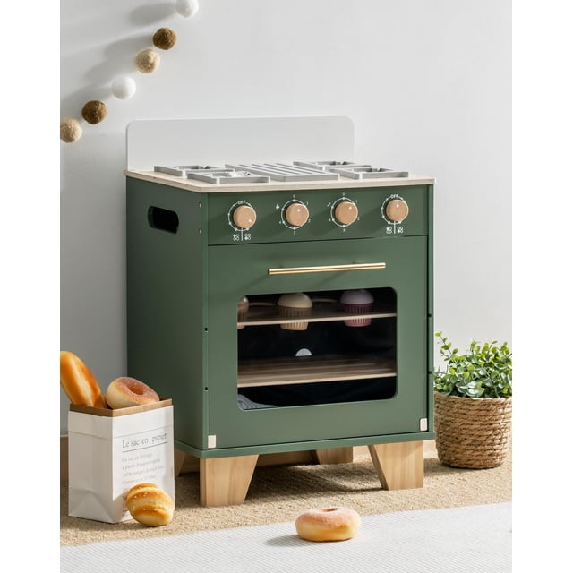 Juego de cocina Toy Oven Play ROBOTIME de madera para niños, vintage