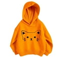 thumbnail image 2 of Tfken Child Girls Sweatshirt Stretch Cat Print Hoodies Long Sleeve Fall Orange Tops Size 2-3 Years, 2 of 3