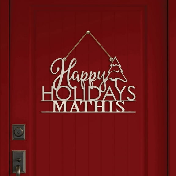 Happy Holidays Personalized White Wood Plaque