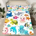 thumbnail image 2 of Erosebridal Sea Turtle Jellyfish Sheet Set Twin,Animal Dolphin Bedding Sets Twin Size,Ocean Widlife Twin Sheet Sets,Breathable Teen Bedroom Decor,3pcs, 2 of 7