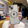 thumbnail image 6 of for iPhone 14 Case  Clear with Camera Lens Protector Full Protection MagSafe Electroplated Silicone Dust-Proof Net Shockproof Protective Case Cover 6.1 Inch - Silver, 6 of 14